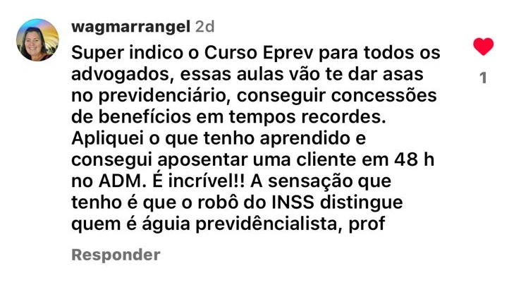 Depoimento de aluno da ePREV