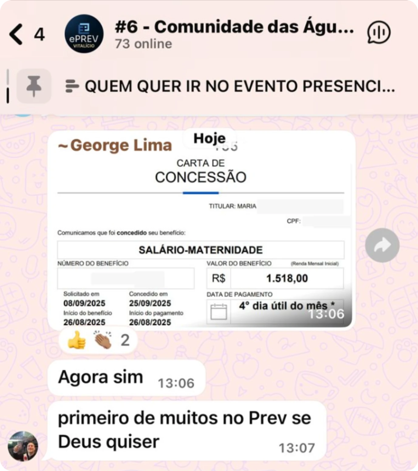 Depoimento de aluno da ePREV
