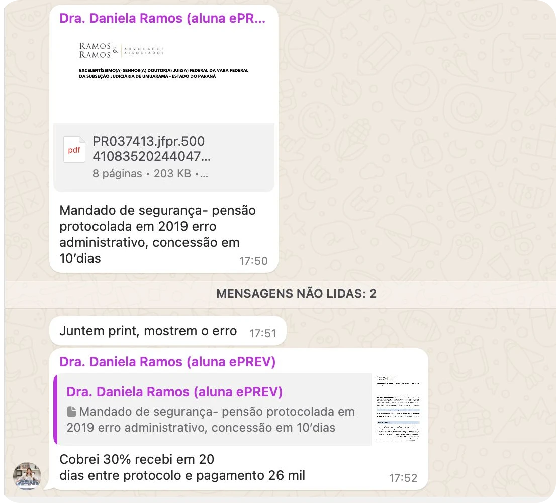 Depoimento de aluno da ePREV