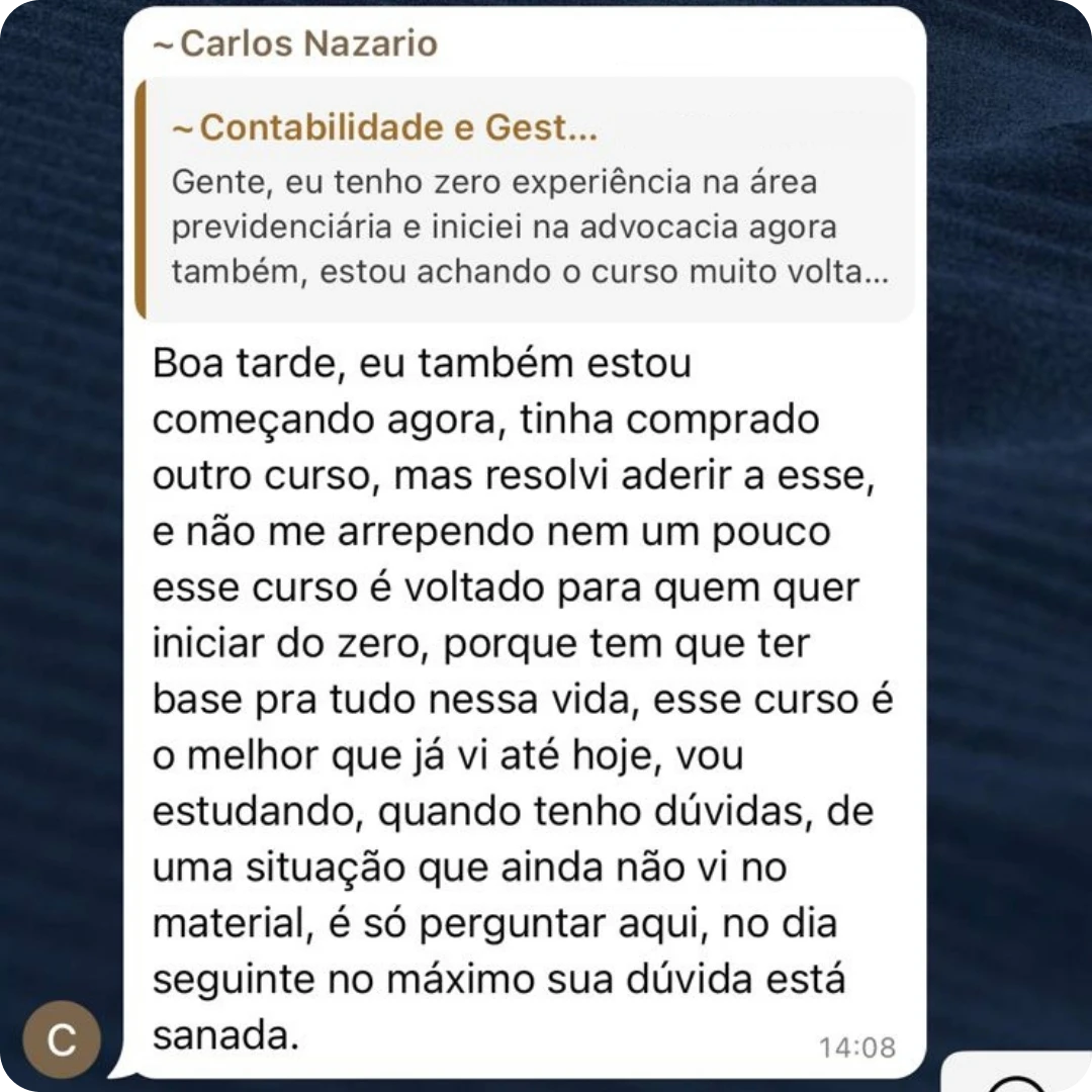 Depoimento de aluno da ePREV